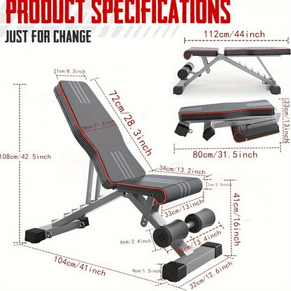 1pc Heavy-Duty Adjustable Weight Bench