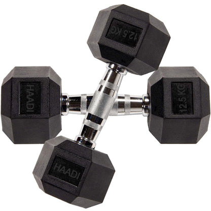 Hex Dumbbell Rubber Encased Cast Iron Weight From 5.0 KG to 25 KG