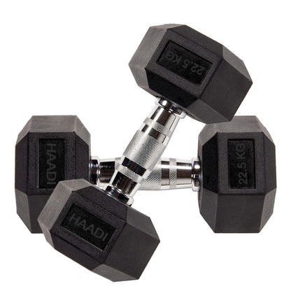 Hex Dumbbell Rubber Encased Cast Iron Weight From 5.0 KG to 25 KG