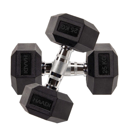 Hex Dumbbell Rubber Encased Cast Iron Weight From 5.0 KG to 25 KG