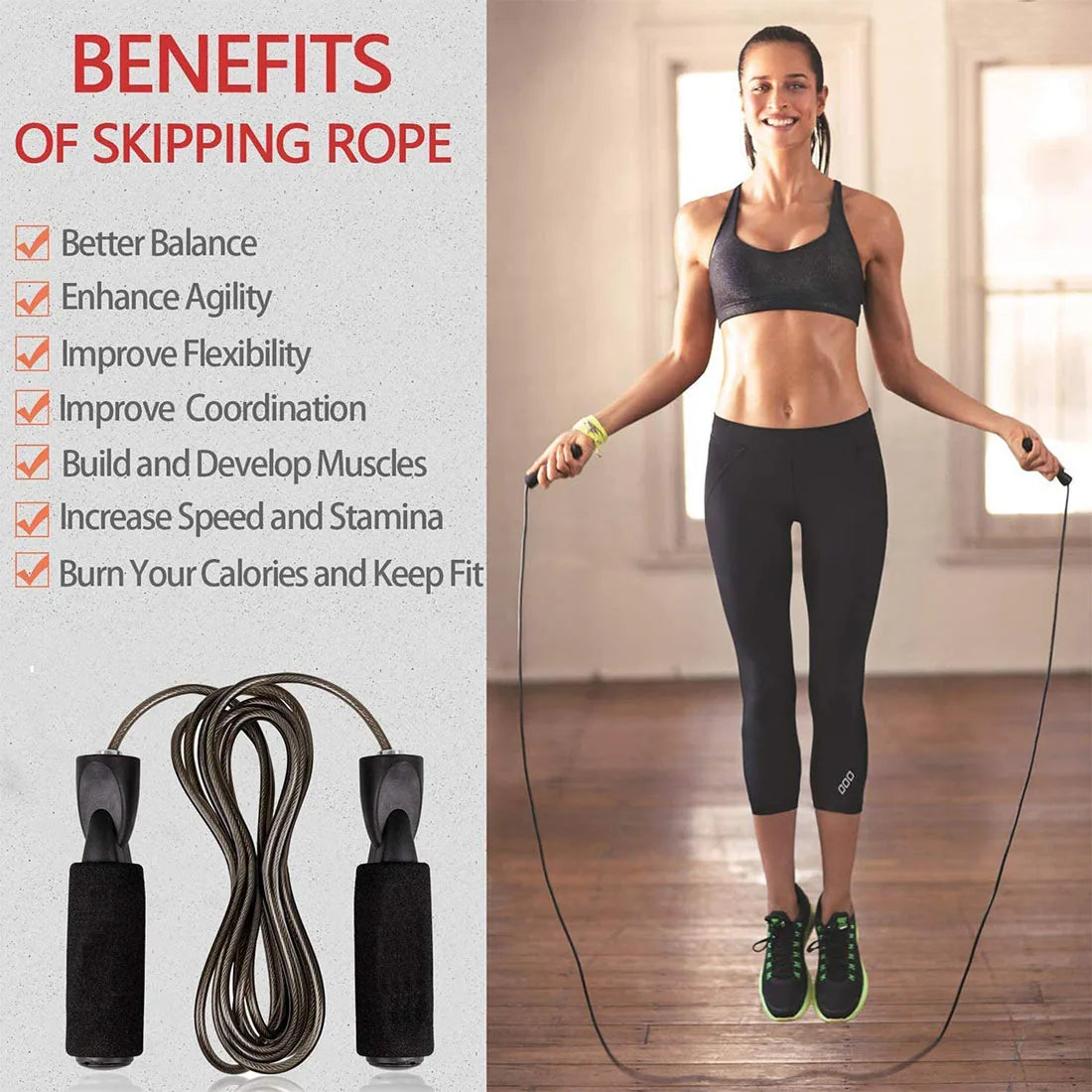 Adjustable Length Steel Wire Jump Rope