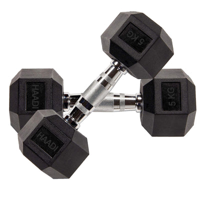 Hex Dumbbell Rubber Encased Cast Iron Weight From 5.0 KG to 25 KG