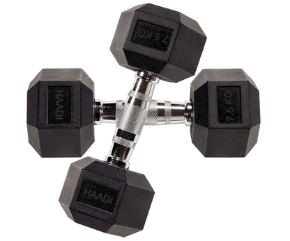 Hex Dumbbell Rubber Encased Cast Iron Weight From 5.0 KG to 25 KG